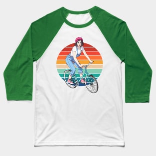 Girl Cyclist Female Bicycle Rider Bike Lover Gift Baseball T-Shirt